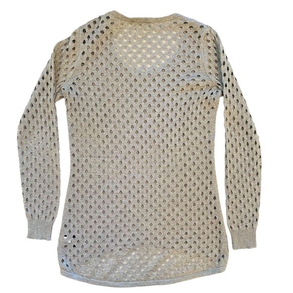 Rock & Republic Women’s Top Mesh Cutout Net Knit Metallic Silver Grey Size Small - Picture 8 of 11